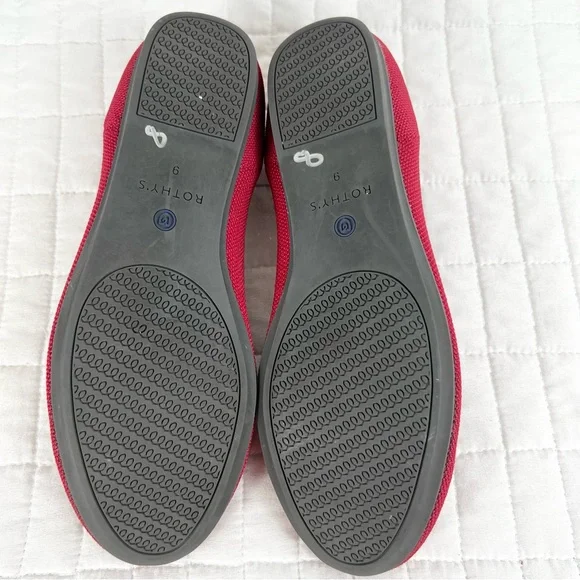 Rothy’s The Flat Rounded Toe Ballet Flat in Red Size 9 Washable - Picture 7 of 10